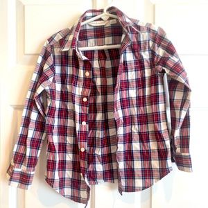 Janie and Jack holiday / Christmas plaid boys button down shirt, size 4